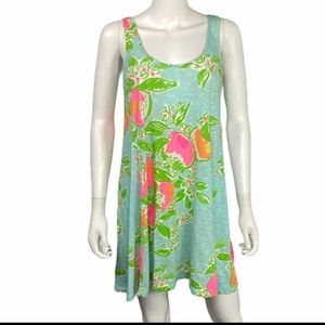 EUC Carmel Tank Dress in Pool Blue Pink Lemonade